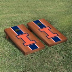Illinois Fighting Illini Cornhole Game Set Rosewood Stained Stripe