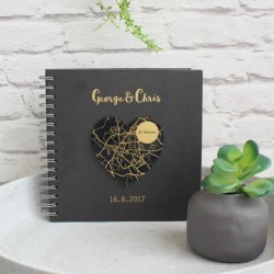 Personalised Gold Foil Heart Black Wedding Planner