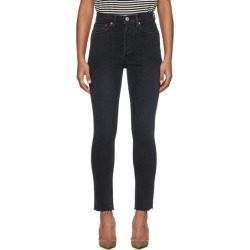 Re/Done Black High-Rise Ankle Crop Jeans