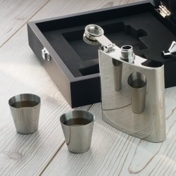 Engraved Hip Flask Presentation Set