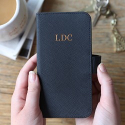 Personalised Black Vegan Leather iPhone 11 Pro Max Case