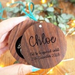 Personalised Wooden Christmas Bauble keepsake Box
