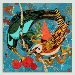 Pig, Chicken & Cow - Eden Bird In Blue