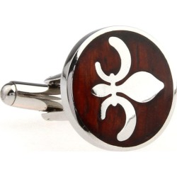 Wood and steel fleur de lis cufflinks