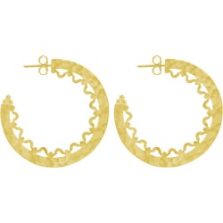 Escape Decorated Large Hoops in 18 KT Yellow Gold Plate