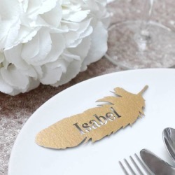 Personalised Laser Cut Feather Place Names (Set of 10)