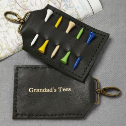 Personalised leather golf tee holder