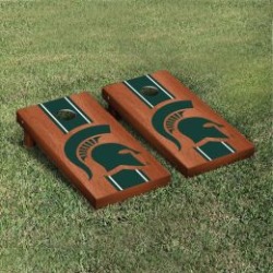 Michigan State Spartans Cornhole Game Set Rosewood Stained Stripe