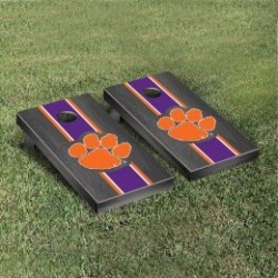 Clemson Tigers Cornhole Game Set Onyx Stained Stripe