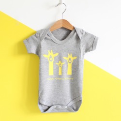Giraffe Family, Personalised Baby Grow