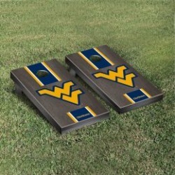 West Virginia Mountaineers Cornhole Game Set Onyx Stained Stripe
