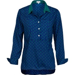 At Last. - Soho Shirt- Royal With Green Collar & Cuff