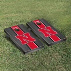 Nebraska Cornhuskers Cornhole Game Set Onyx Stained Stripe