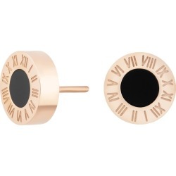 Florence London - Rose Gold Florence Studs With Black Enamel