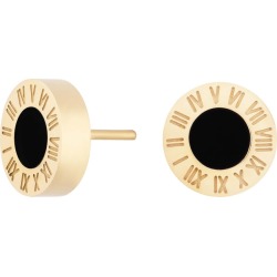 Florence London - Gold Florence Studs With Black Enamel