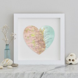 Brisbane and The Gold Coast map heart print