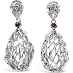Bellus Domina - White Gold Plated Hive Earrings