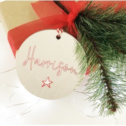 Script Name printed ornament - 3 mirror colour options