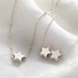 Sterling Silver Star Bead Necklace