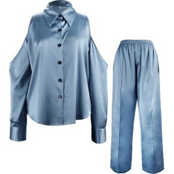 NOT JUST PAJAMA - Silk Strapless Suit - Moonlight Blue