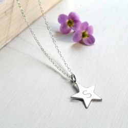 Personalised Sterling Silver Star Initial Pendant Necklace