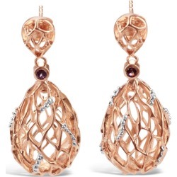 Bellus Domina - Rose and White Gold Plated Hive Earrings