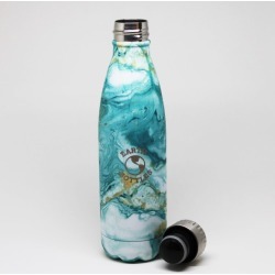 Green marble double insulated stainless steel water bottle
