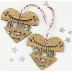 Personalised Heart bamboo name decoration