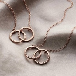 Personalised Textured Medium Double Hoop Names Necklace