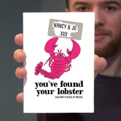 Personalised lobster engagement message scratch card