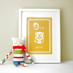 Personalised O is for owl child's letter print