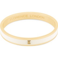 Florence London - Initial K Bangle 18Ct Gold Plated With Cream Enamel