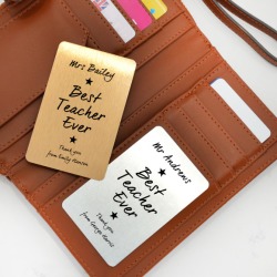 Personalised Best Teacher Metal Wallet Photo Card