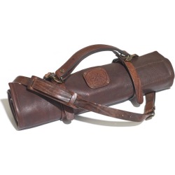 Personalised Handmade Knife Roll in Dark Brown
