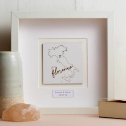 Personalised Gold Foil Line Map Picture