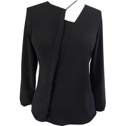 NOT - Long Sleeve Black Blouse With Asymmetric Cord Detail