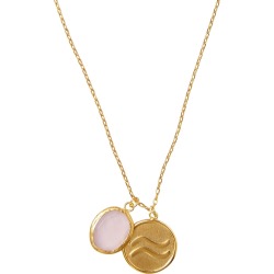 Ottoman Hands - Aquarius Zodiac Necklace with Rose Quartz Charm