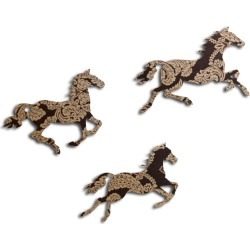 Brown and Gold Print Galloping Horses