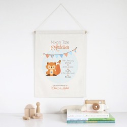 Fox personalised birth print wall banner