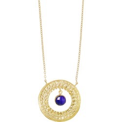 Ottoman Hands - Semiramis Embossed Circle & Lapis Necklace