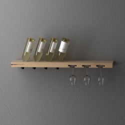 Wooden wine glass and wine bottle rack
