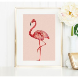 Geometric flamingo art print