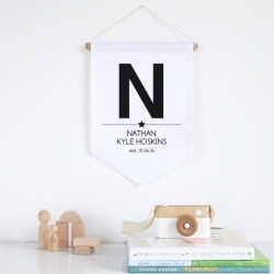 Bold initial boys' personalised pennant wall banner