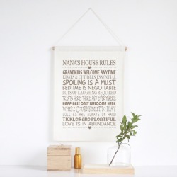 Grandparents house rules personalised wall banner