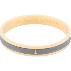 Florence London - Initial I Bangle 18Ct Gold Plated With Grey Enamel