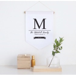 Family population personalised pennant wall banner