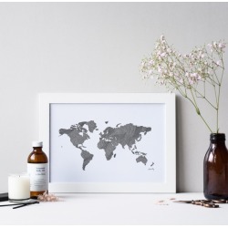World map drawing print