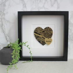 Personalised Gold Foil Double Heart Map Picture
