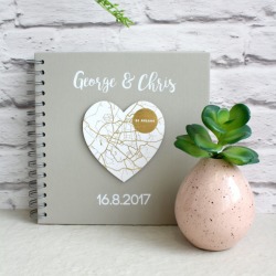 Personalised Gold Foil Heart Grey Wedding Planner
