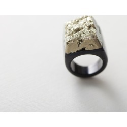 Pyrite and Agate Hand Carved Ring